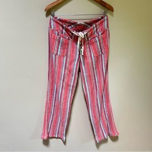 Sundance ~Gigi Stripe Cotton Gauze Petite Small Relaxed Wide Leg Pants